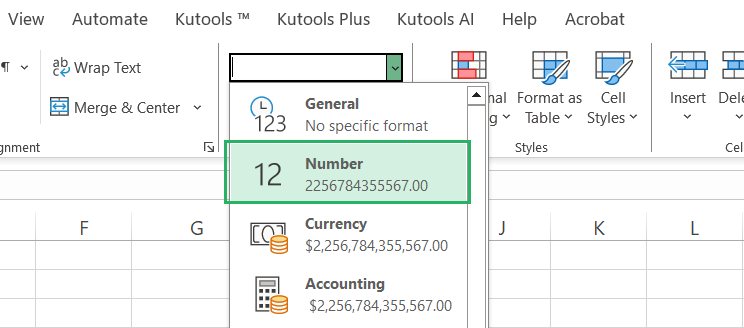 8 format cells dialog box
