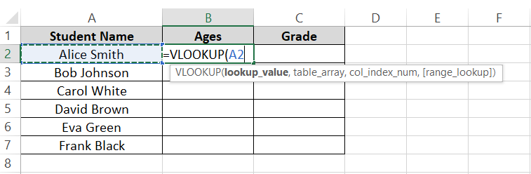 the lookup value in Excel spreadsheets