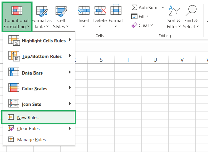 9 New rule of conditional formatting