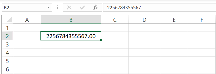 9 Excel shows entire number
