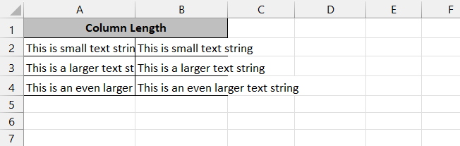 Sample dataset for columns