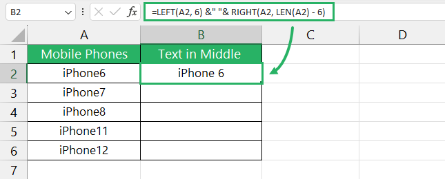 Formula returns the result for cell A2