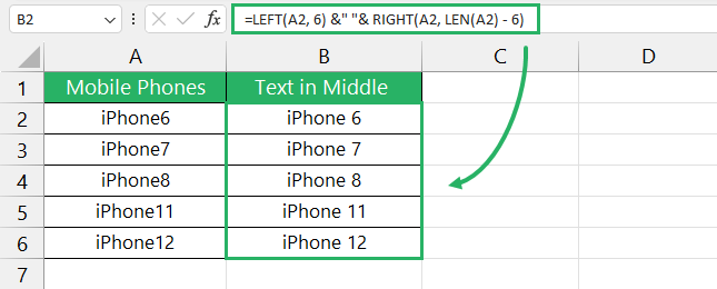 Copy down the formula for values in column A