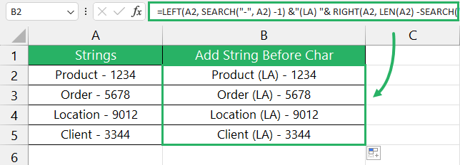 Copy formula down, similar to text function