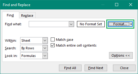 Select the format box