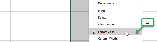 select Format cells from drop-down