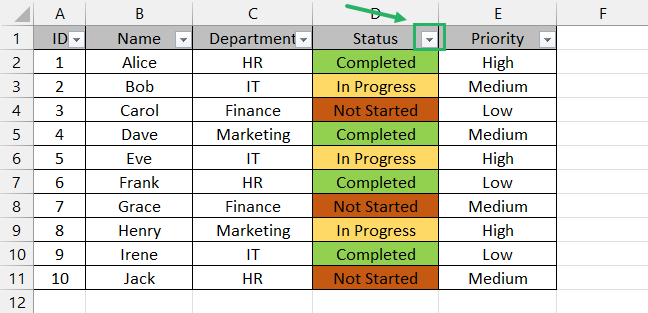 Select Sort & Filter from the options