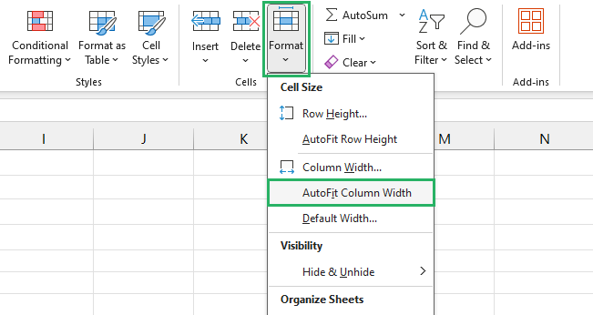 Autofit column width