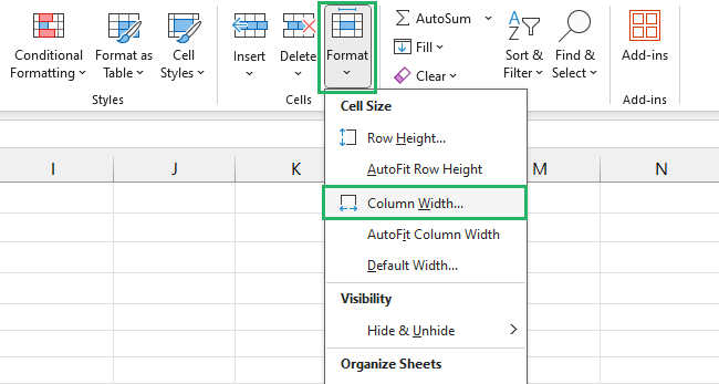 Set width