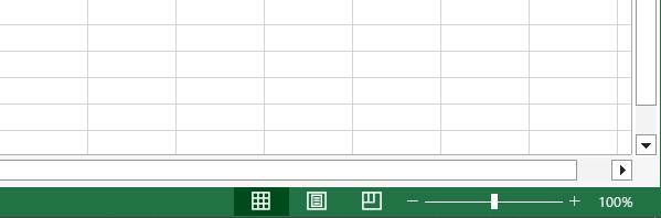 Zoom bar on the Status bar of Excel worksheet