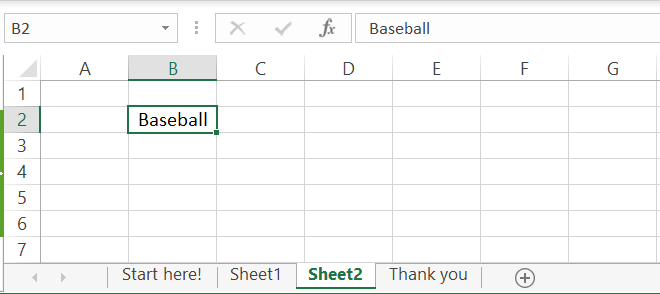 Data in sheet