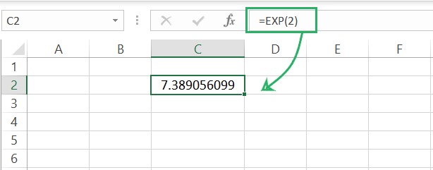 EXP raised to 2 in Excel sheet