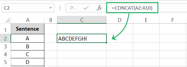 CONCAT function with cell range