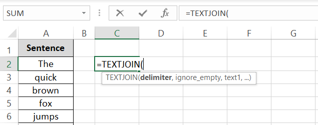 The TEXTJOIN function