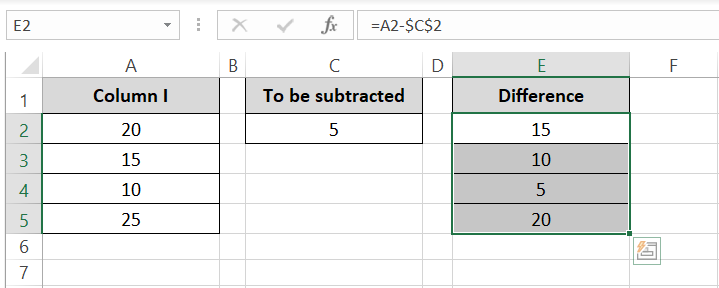 Absolute reference deducted from column