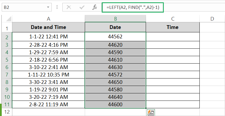 16 LEFT function extracts the date
