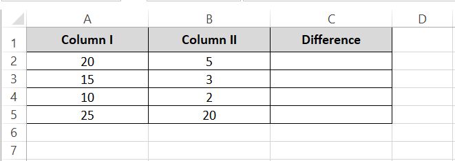 two columns in Excel spreadsheet