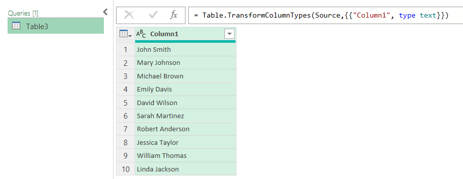 get data from the table range