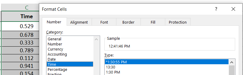 21B Formatted as time