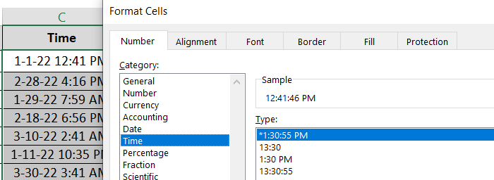 25 Formatted as Time