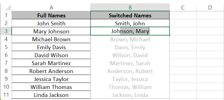 Excel recognizes the pattern