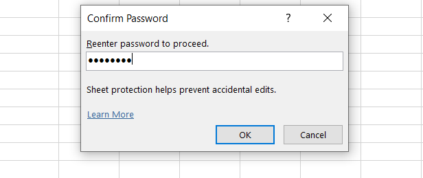 Confirm password prompt