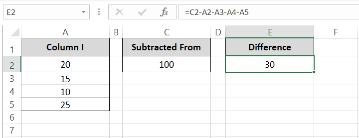 Simple subtraction of multiple numbers