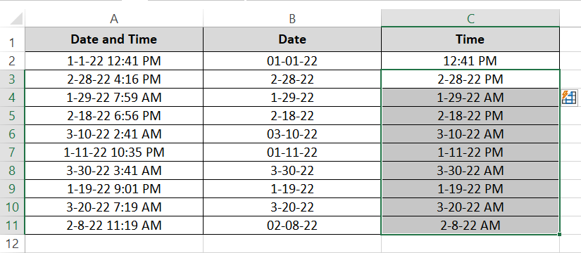 4 Flash fill different column of dates
