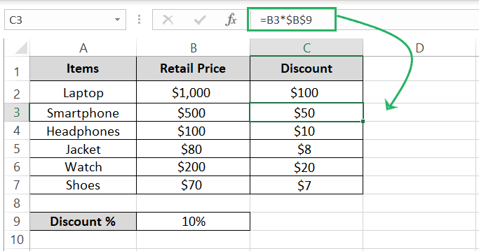 Keep formula cell reference constant