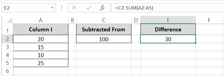 Deducting SUM of multiple numbers