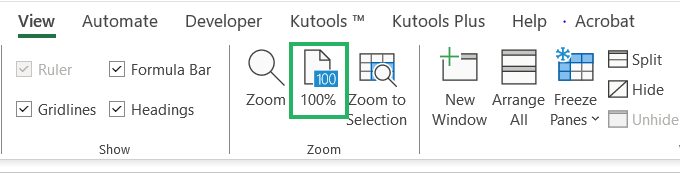 100% zoom button