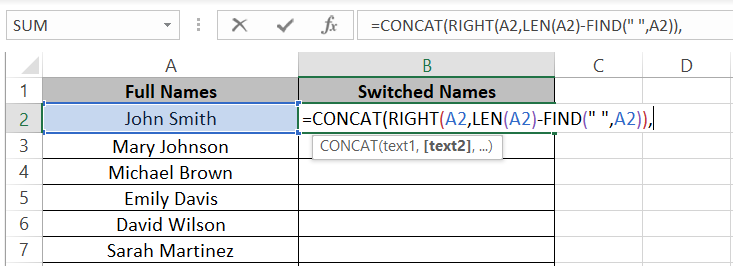 CONCAT RIGHT function