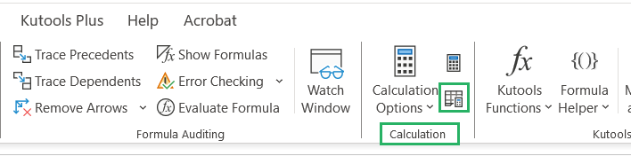 Calculate sheet button