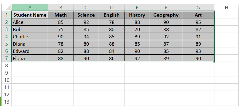 Selection of a cell range