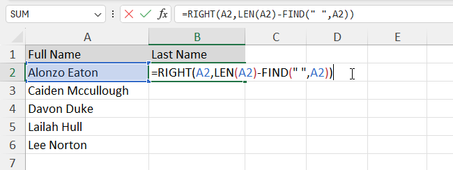 sort using excel formula