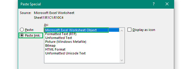 Select Excel object