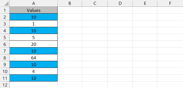 All cells with colors highlighted