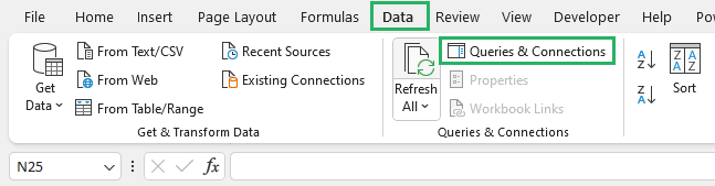Select properties from the data tab conditional