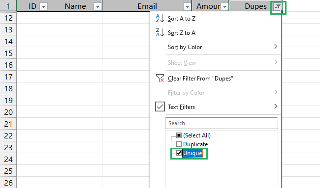 Select unique values