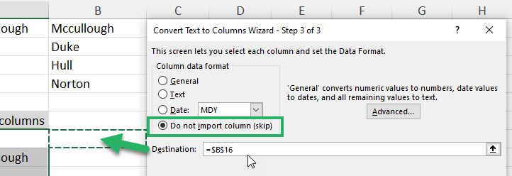 cell B16 in your Excel sheet