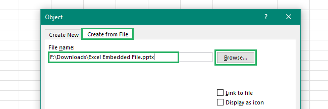 Select browse to choose the file and its path appears in the box