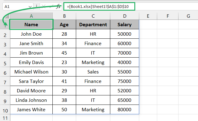 Excel Data set