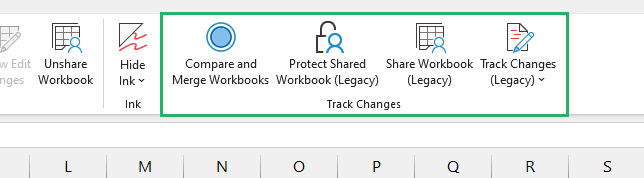 Excel Review tab new group created