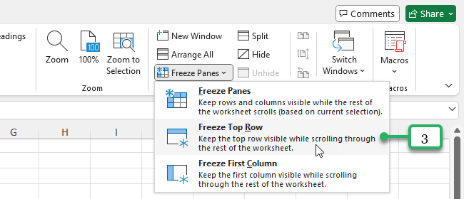 Freeze Top Row