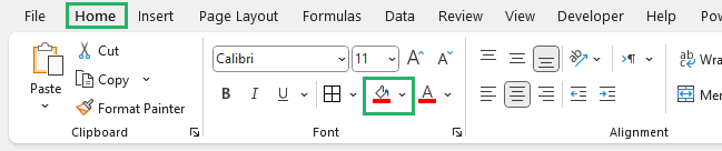 Selecting Fill color option