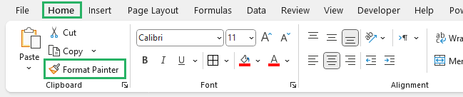 Selecting Format painter