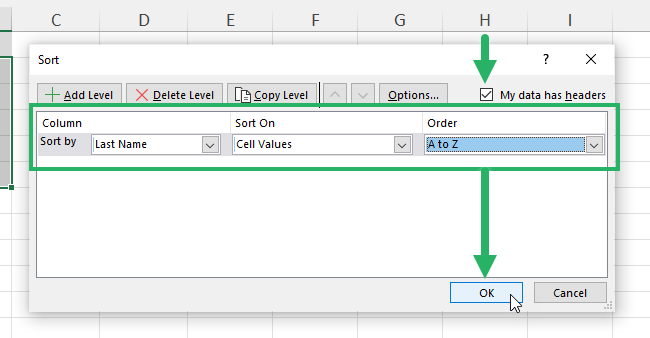 follow sort options