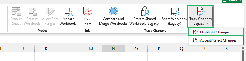 Select Highlight Changes from the dropdown menu to enable track changes
