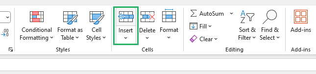 Select the Insert button from the Home tab