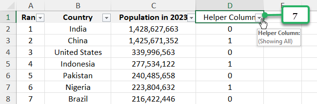 Filter drop-down